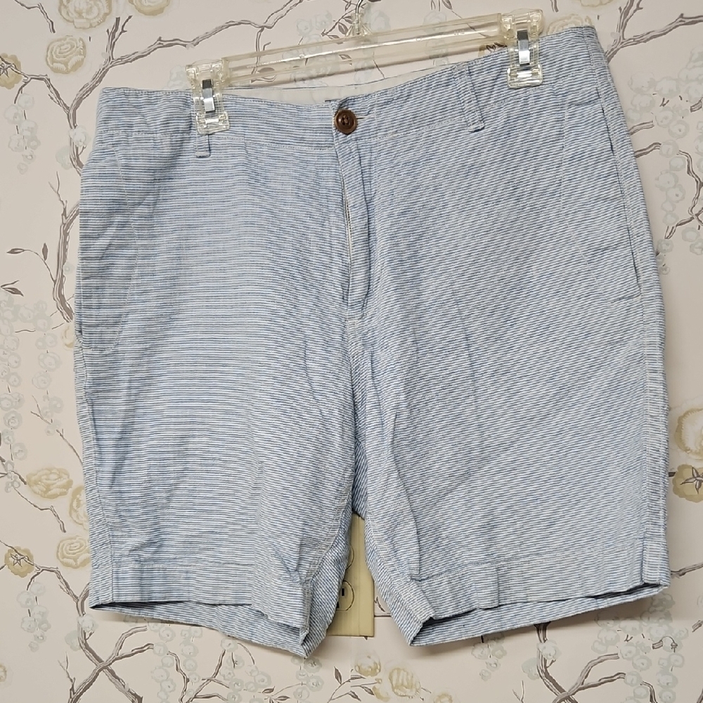 J. Crew Blue Flat Front Shorts with Seersucker Texture